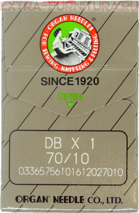 Иглы Organ для прямострочных машин с тонкой колбой (DB*1/70) ПШМ № 70/10, уп.10шт.
