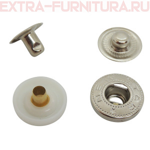 Кнопка "Альфа" 15 мм, цв.белый пластик, никель (уп.720шт) NEWSTAR