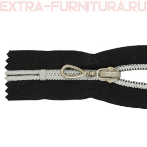 Молния спираль декор Т7 16см цв.черный/серебро н/р