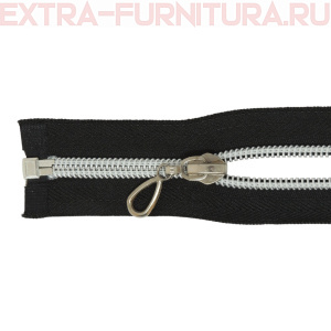 Молния спираль декор Т7 35см цв.черный/серебро