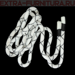 Шнурки круглые 130 см, прорезин.наконечник, Черная полоса, цв.белый/черный