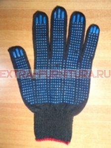 Перчатки ХБ 5-ти нитка с ПВХ (точка) 10 кл. цв.черный