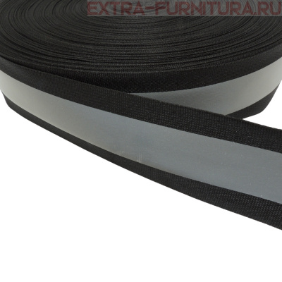Стропа светоотражающая шир.40мм, №322 цв.черный уп.100м