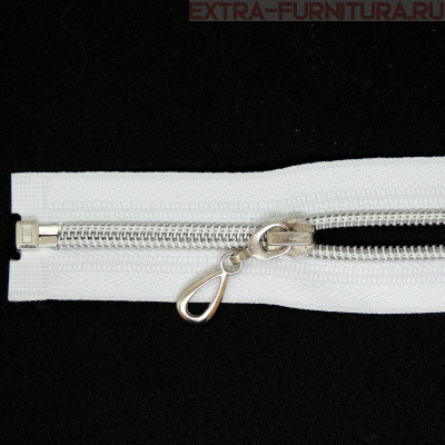 Молния спираль декор Т5 70см цв.белый/серебро MaxZipper