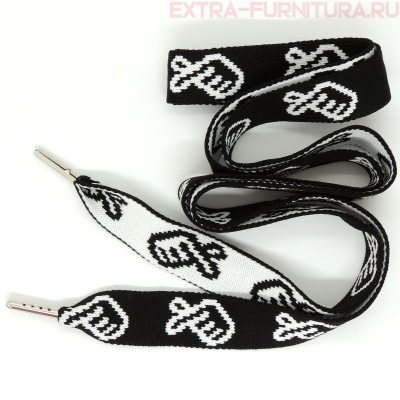 Шнурки плоские 130см, шир.23мм, Ручка, цв.белый с черным